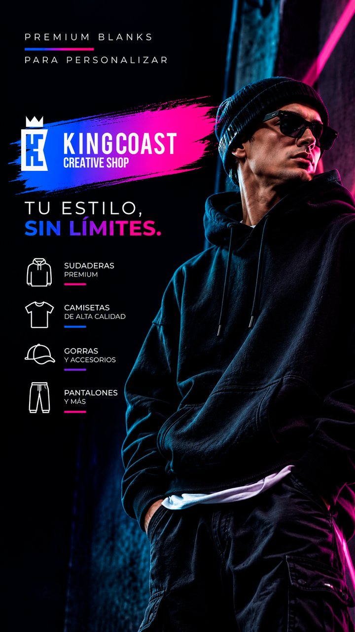 Ejemplo de anuncio de moda personalizada de King Coast Creative Shop